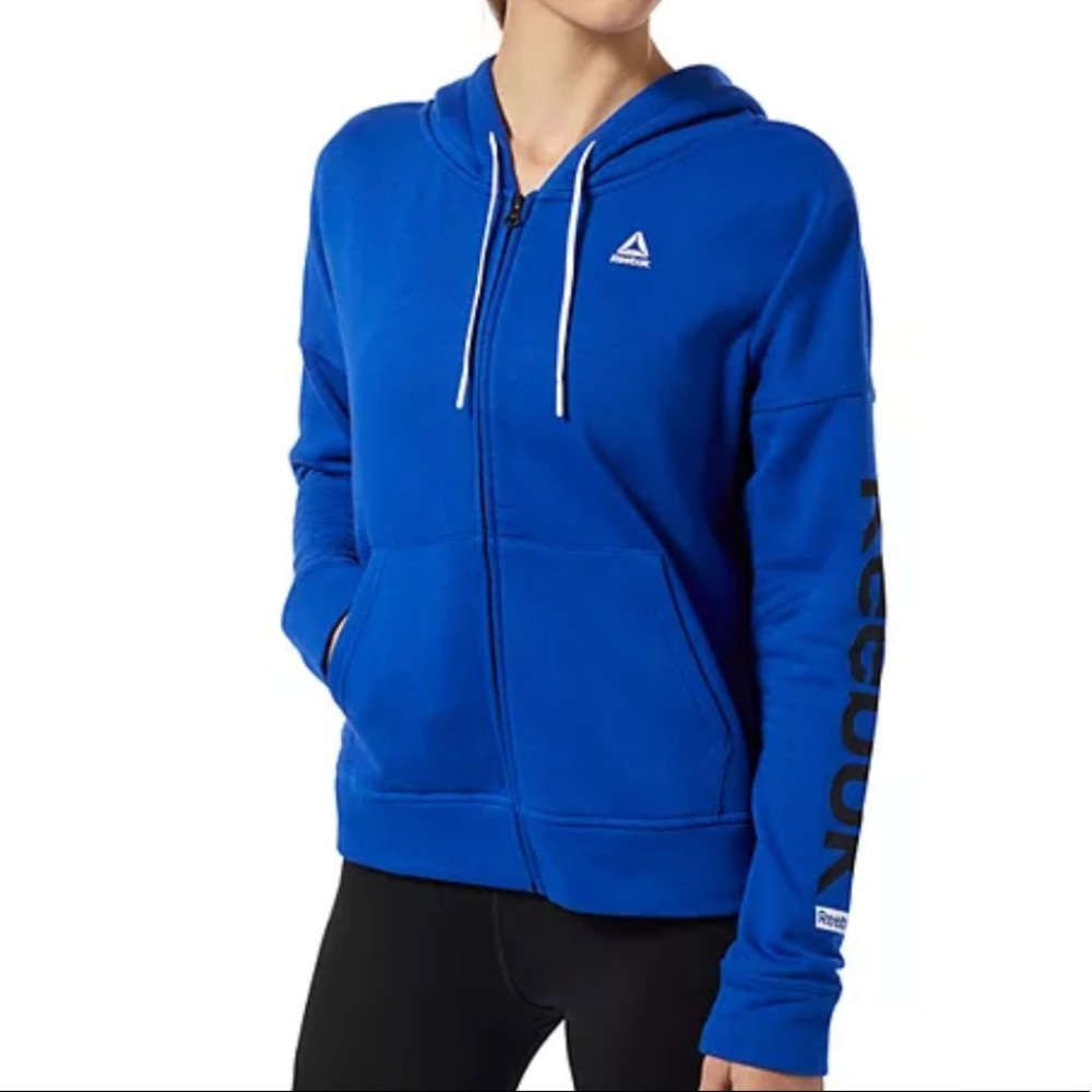 NWT Women’s Reebok linear logo full zip hoodie size L